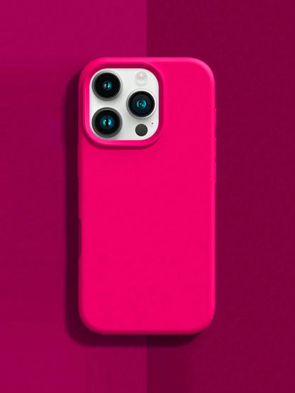 Solid Hot Pink Liquid Silicone 2.0mm Liquid Silicone Phone Case, Full-Body Protection, Compatible With 17/16/15/14/13/12/11 Pro Max Spring Gift, Minimalist