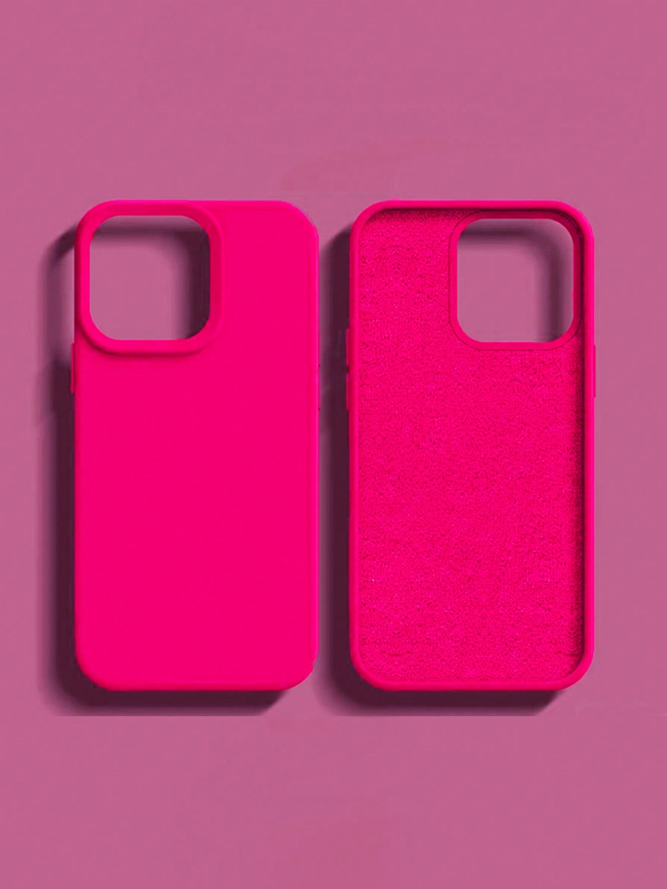 Solid Hot Pink Liquid Silicone 2.0mm Liquid Silicone Phone Case, Full-Body Protection, Compatible With 17/16/15/14/13/12/11 Pro Max Spring Gift, Minimalist