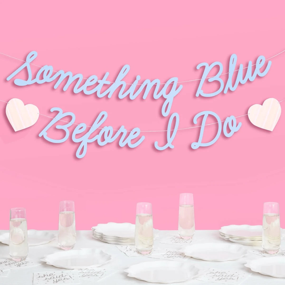 Something Blue Before I Do Banner- Matte Blue| 5.5 Ft.| Bachelorette Decorations, Engagement Party Sign, Proposal Background, Bach Heart Supplies