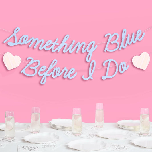 Something Blue Before I Do Banner- Matte Blue| 5.5 Ft.| Bachelorette Decorations, Engagement Party Sign, Proposal Background, Bach Heart Supplies