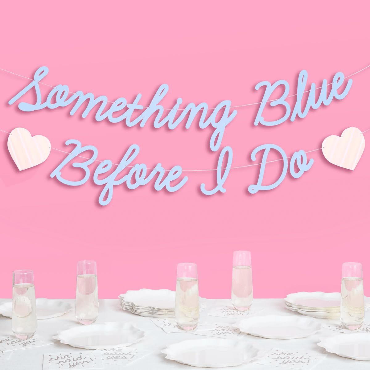 Something Blue Before I Do Banner- Matte Blue| 5.5 Ft.| Bachelorette Decorations, Engagement Party Sign, Proposal Background, Bach Heart Supplies