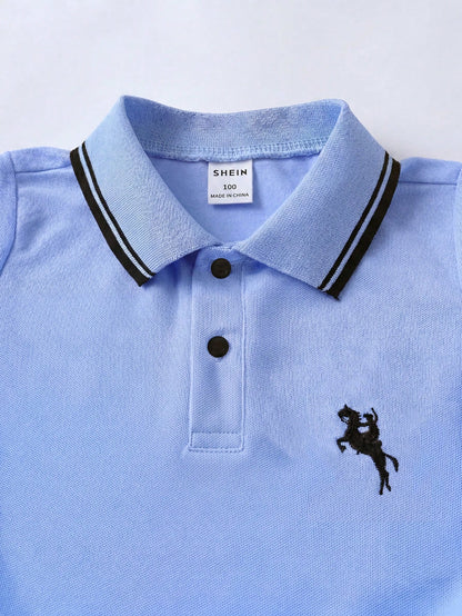 Souflis Souflis 2pcs Baby Boy Summer Outfit Short Sleeve Polo Shirt With Shorts Toddler Boy Clothes Set Black Summer Casual Club Family Matching Minimalist Clothes
