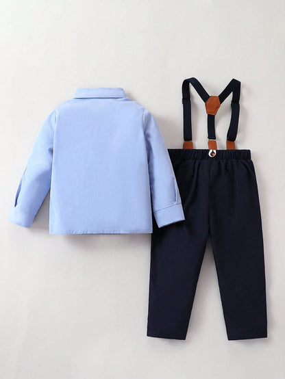 Souflis Souflis Baby Boy Bow Tie Shirt And Bib Pants Set