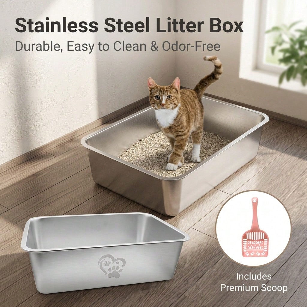 Spacious Open Cat Litter Box, 23.6 X 15.7 Inches Large Cat Litter Pan With 6 Inch High Sides To Prevent Litter Scatter, Sturdy Easy To Clean Kitty Toilet For Indoor Cats