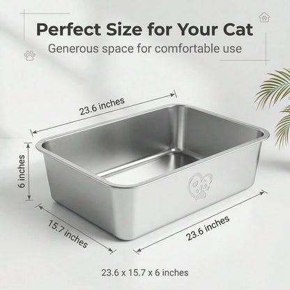 Spacious Open Cat Litter Box, 23.6 X 15.7 Inches Large Cat Litter Pan With 6 Inch High Sides To Prevent Litter Scatter, Sturdy Easy To Clean Kitty Toilet For Indoor Cats