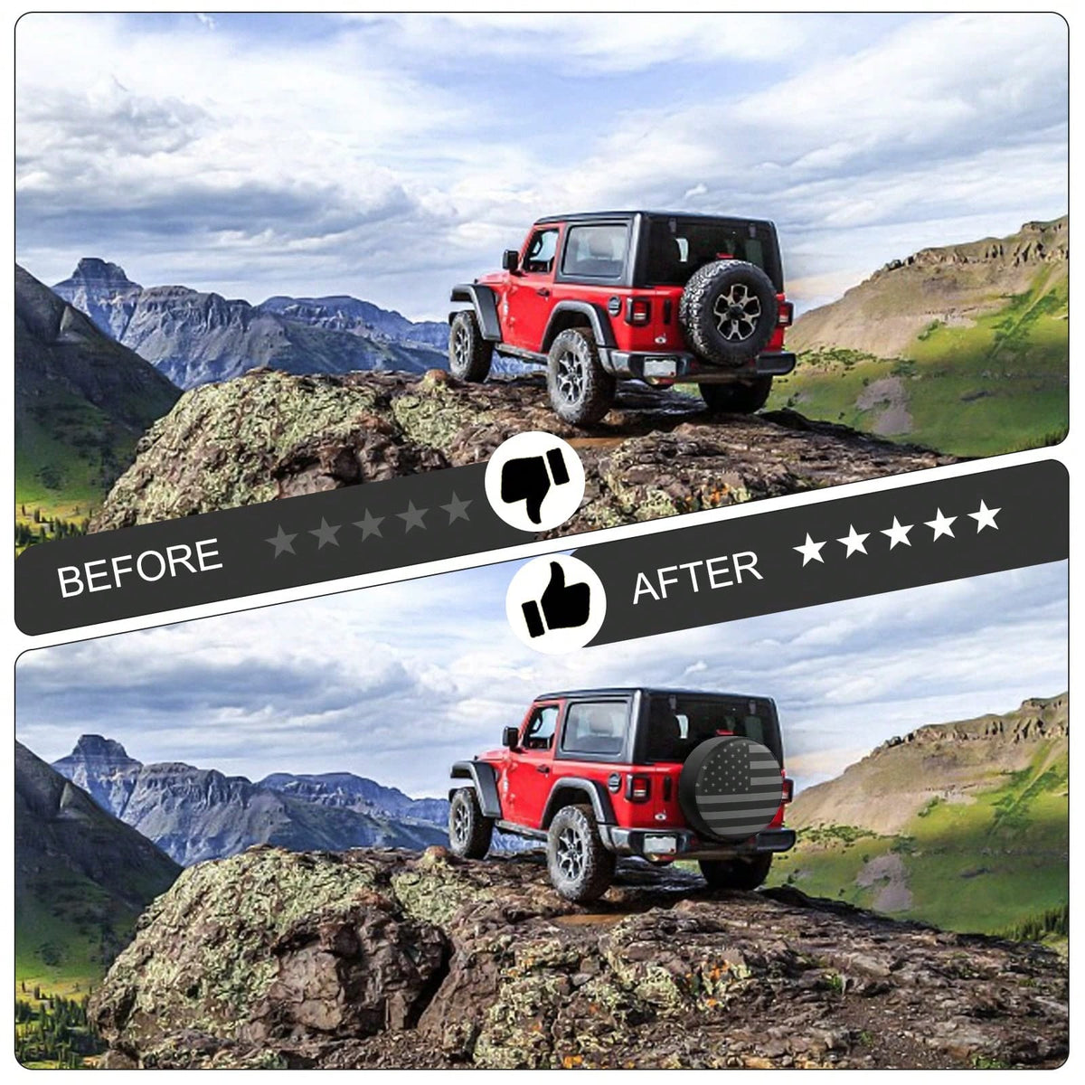 Spare Tire Cover For RV Trailer, Waterproof Leather Wheel Cover With Flag, Camper Spare Tire Cover Fit For SUV Truck Travel Trailer 15"
