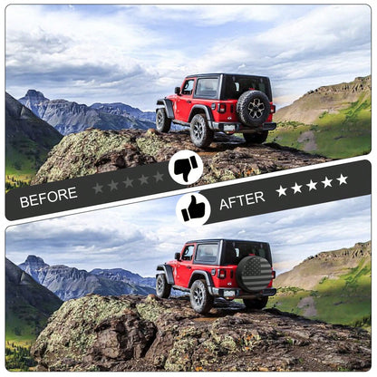 Spare Tire Cover For RV Trailer, Waterproof Leather Wheel Cover With Flag, Camper Spare Tire Cover Fit For SUV Truck Travel Trailer 15"