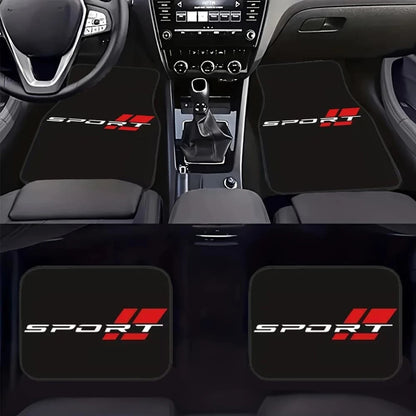 Sports Design Universal Car Floor Mats, Durable Polyester Material, With Lettering, Suitable For Most Car Models, Vehicle Interior Protection