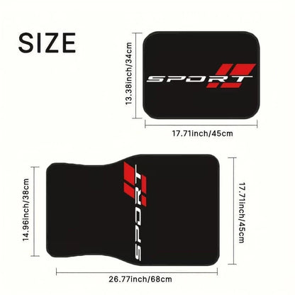 Sports Design Universal Car Floor Mats, Durable Polyester Material, With Lettering, Suitable For Most Car Models, Vehicle Interior Protection