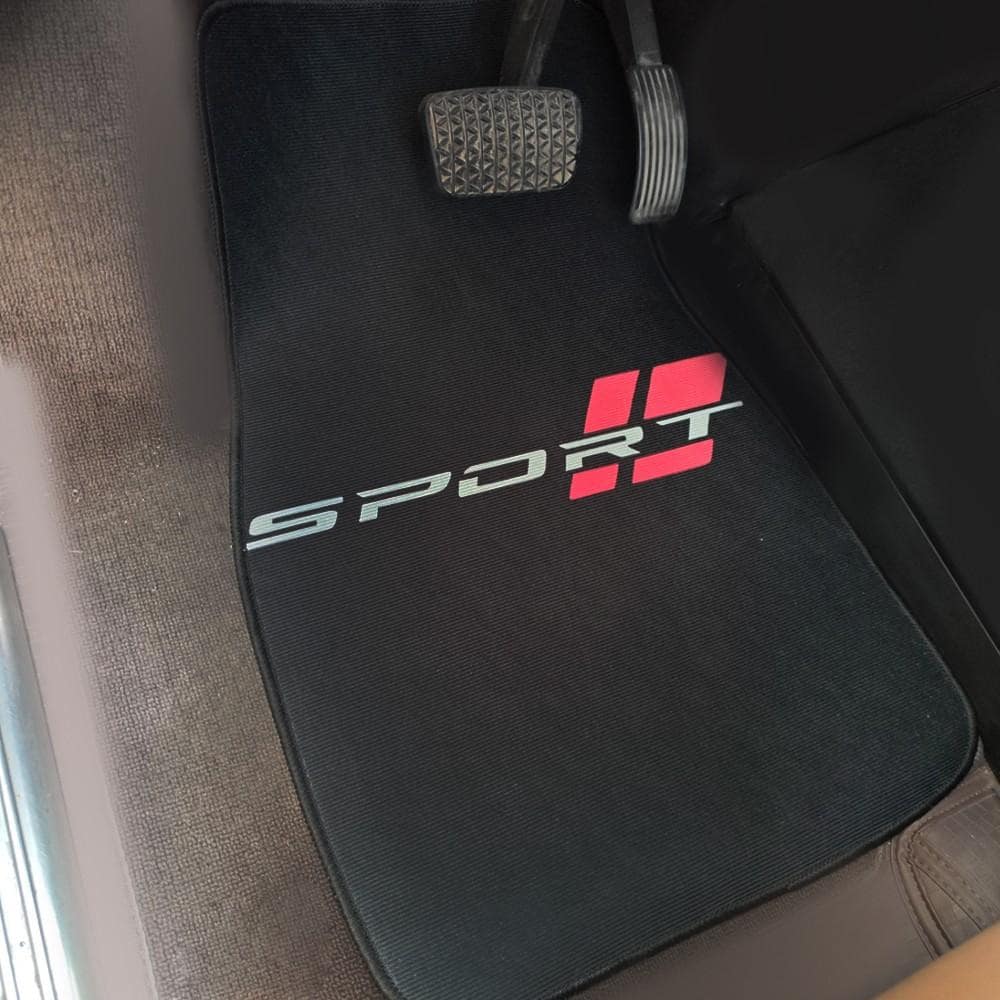 Sports Design Universal Car Floor Mats, Durable Polyester Material, With Lettering, Suitable For Most Car Models, Vehicle Interior Protection