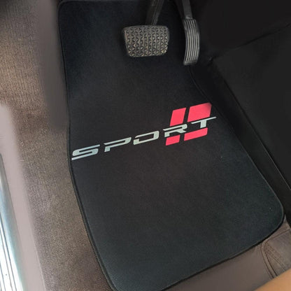 Sports Design Universal Car Floor Mats, Durable Polyester Material, With Lettering, Suitable For Most Car Models, Vehicle Interior Protection
