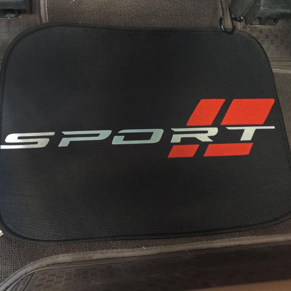 Sports Design Universal Car Floor Mats, Durable Polyester Material, With Lettering, Suitable For Most Car Models, Vehicle Interior Protection