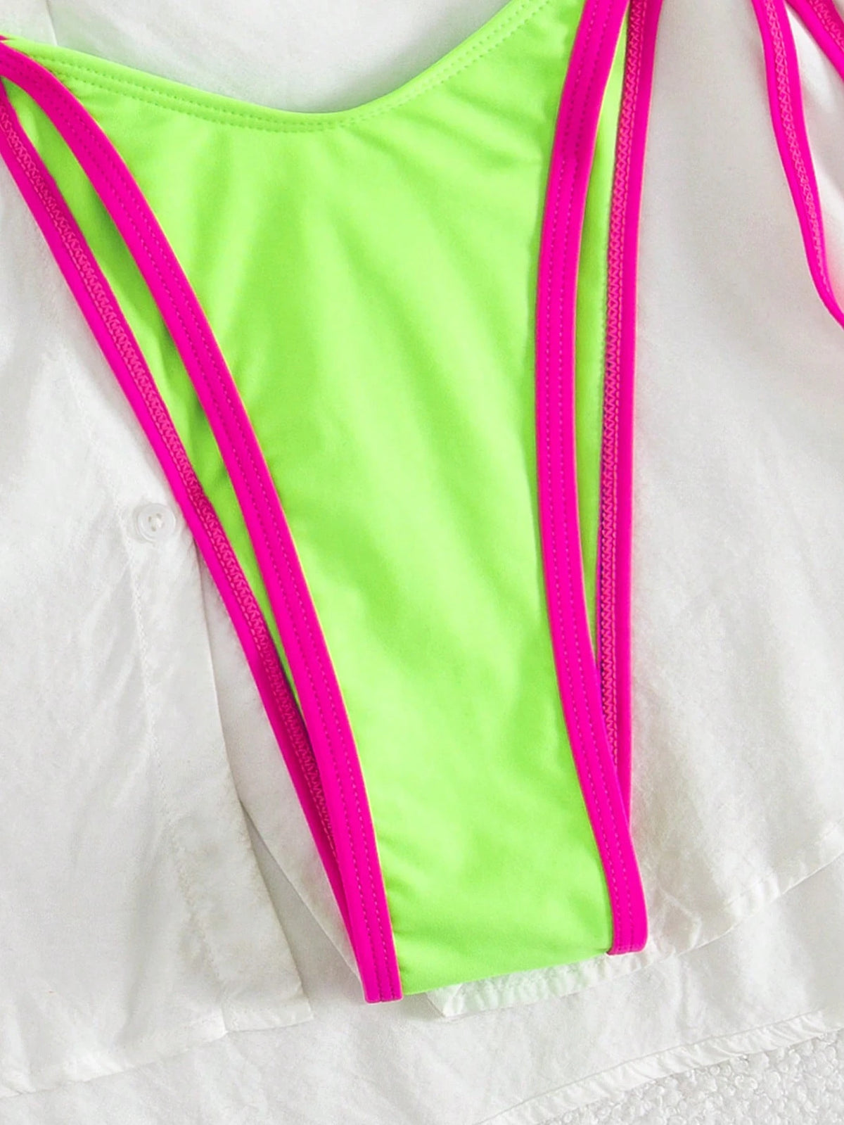 Spring Break Women's Contrast Color Sexy Bandeau Bikini Swimsuit Set, Beach Holiday Vacation Two Pieces Summer