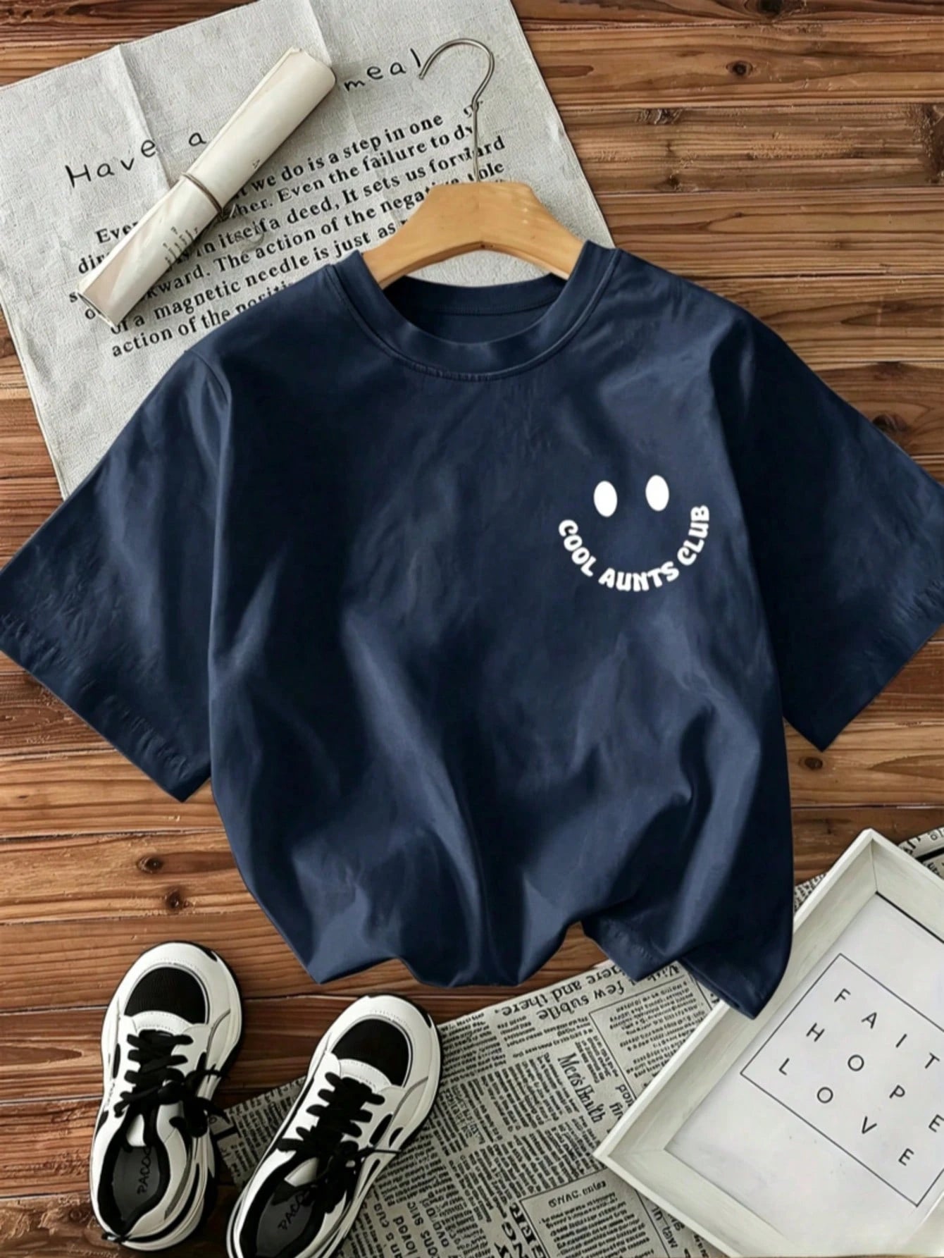 Spring/Summer Fashion, Women's Crew Neck "COOL AUNTS" Letter Pattern Elegant T-Shirt, Summer Outfits For Women, Y2K Style, 100% Cotton