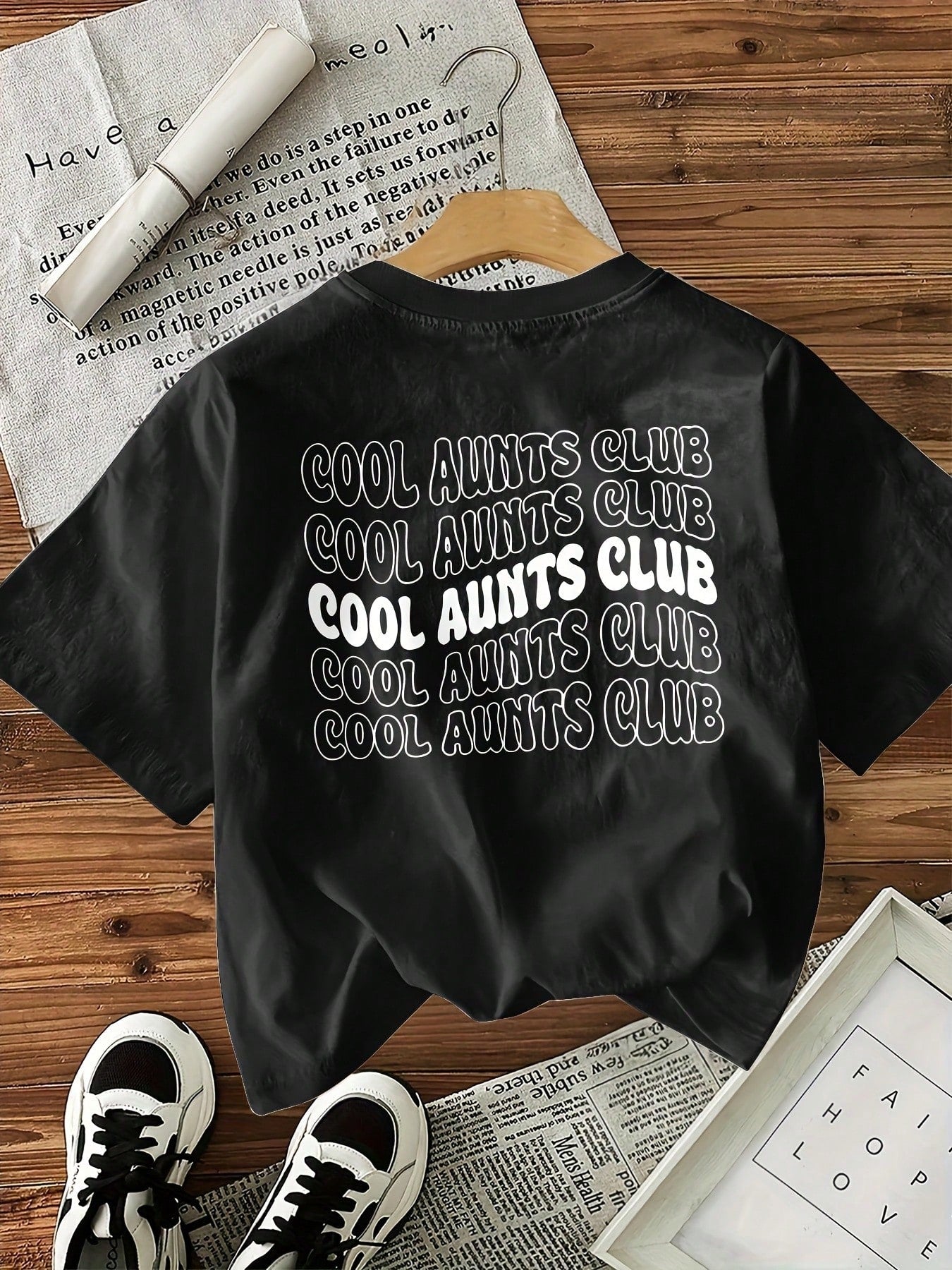 Spring/Summer Fashion, Women's Crew Neck "COOL AUNTS" Letter Pattern Elegant T-Shirt, Summer Outfits For Women, Y2K Style, 100% Cotton