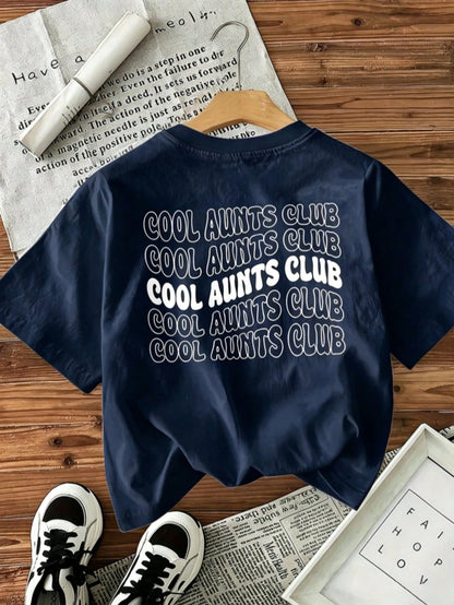 Spring/Summer Fashion, Women's Crew Neck "COOL AUNTS" Letter Pattern Elegant T-Shirt, Summer Outfits For Women, Y2K Style, 100% Cotton