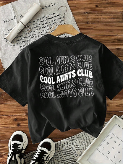 Spring/Summer Fashion, Women's Crew Neck "COOL AUNTS" Letter Pattern Elegant T-Shirt, Summer Outfits For Women, Y2K Style, 100% Cotton
