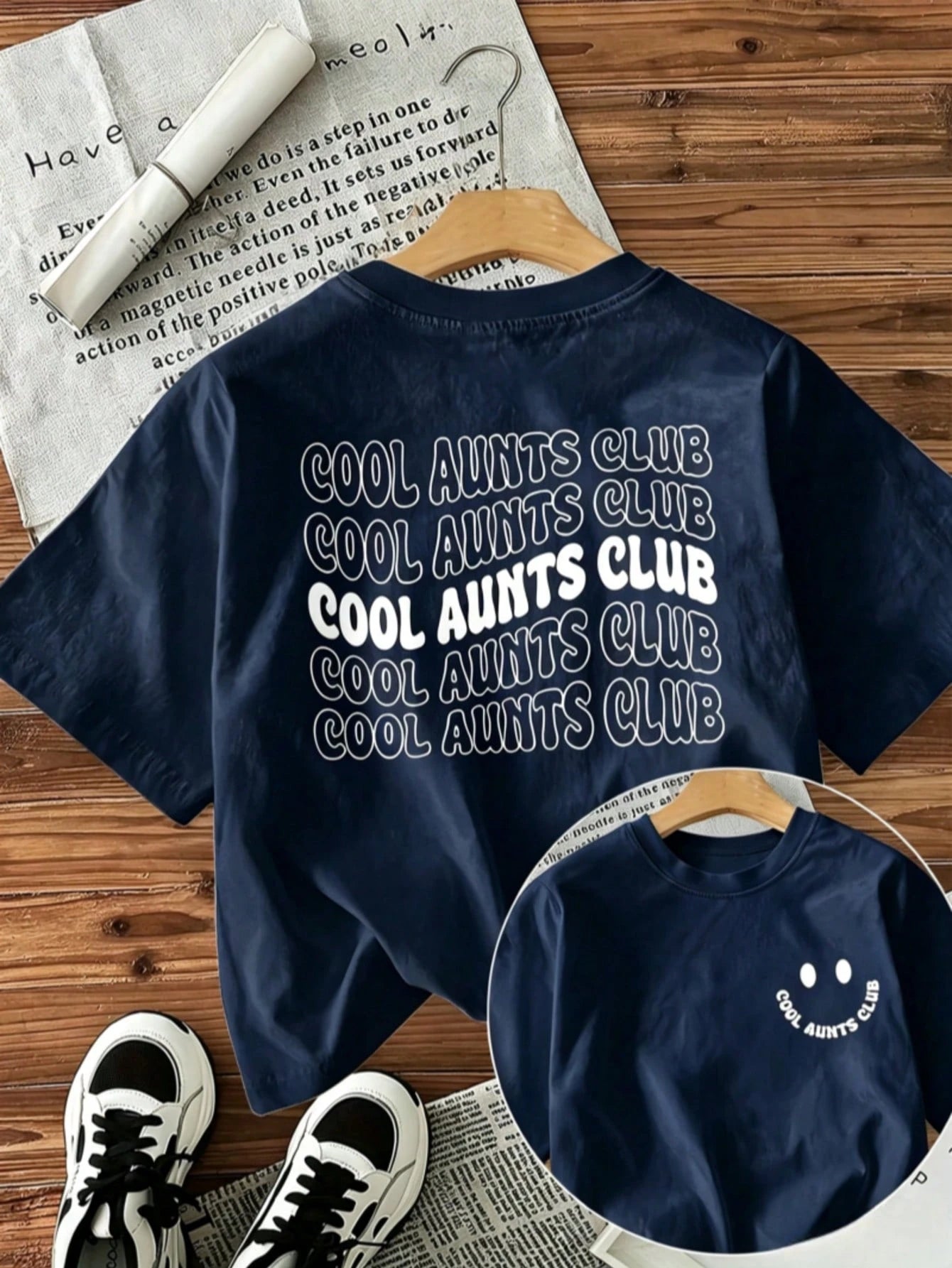 Spring/Summer Fashion, Women's Crew Neck "COOL AUNTS" Letter Pattern Elegant T-Shirt, Summer Outfits For Women, Y2K Style, 100% Cotton