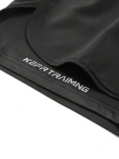 Spring/Summer Solid Color Sports Shorts, Anti-Slip Double Layer Couple Shorts, Men's And Women's Double Layer Sports Shorts, Running, Outdoor Fitness Pants, Men's Summer Wear, Loose Shorts, Athleisure