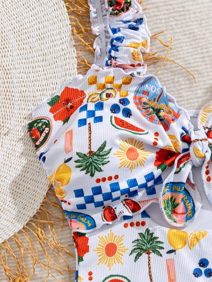 Springbreak Swim Mod Random Print Thick Strap Non-Wired Women's Summer Cute Beach One-Piece Swimsuit Festival Boho