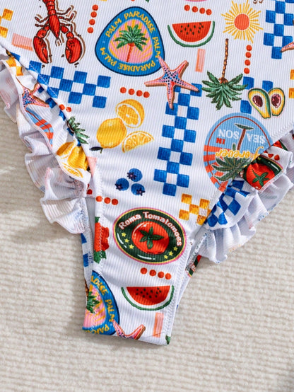 Springbreak Swim Mod Random Print Thick Strap Non-Wired Women's Summer Cute Beach One-Piece Swimsuit Festival Boho