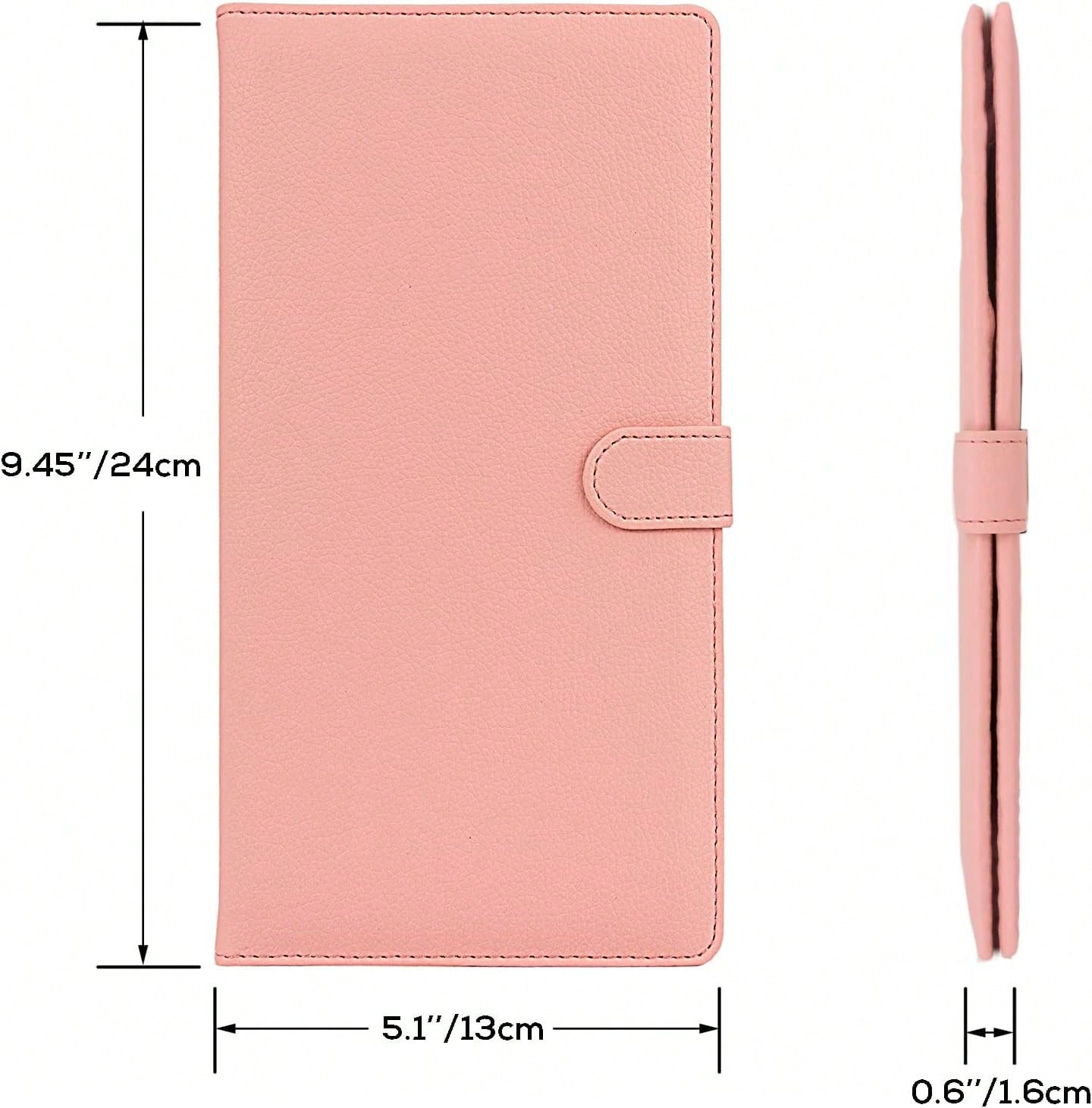 Srandme Car Registration And Insurance Holder, Leather Magnetic Shut Vehicle Glove Box Organizer For Document, Card, Driver License, Pink