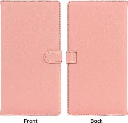 Srandme Car Registration And Insurance Holder, Leather Magnetic Shut Vehicle Glove Box Organizer For Document, Card, Driver License, Pink