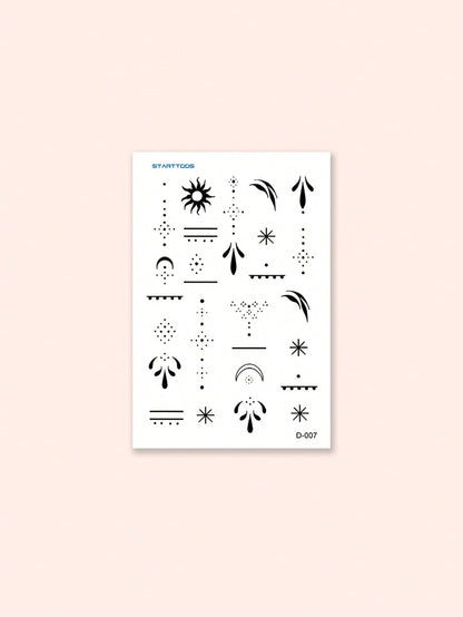 STARTTOOS Minimalist Y2K Fine Line Small Pattern Temporary Tattoos, DIY For Anime Convention, Carnival, Music Festival, Valentine's Day, Party Holiday Gifts, Suitable For Finger, Ear, Shoulder, Neck