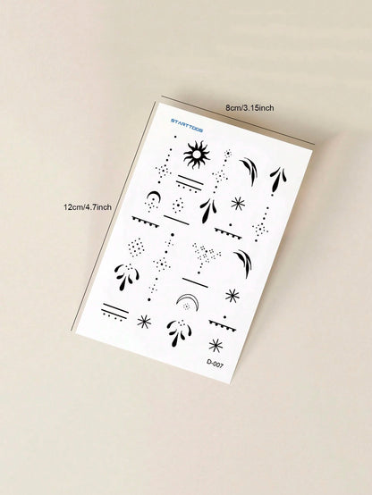 STARTTOOS Minimalist Y2K Fine Line Small Pattern Temporary Tattoos, DIY For Anime Convention, Carnival, Music Festival, Valentine's Day, Party Holiday Gifts, Suitable For Finger, Ear, Shoulder, Neck