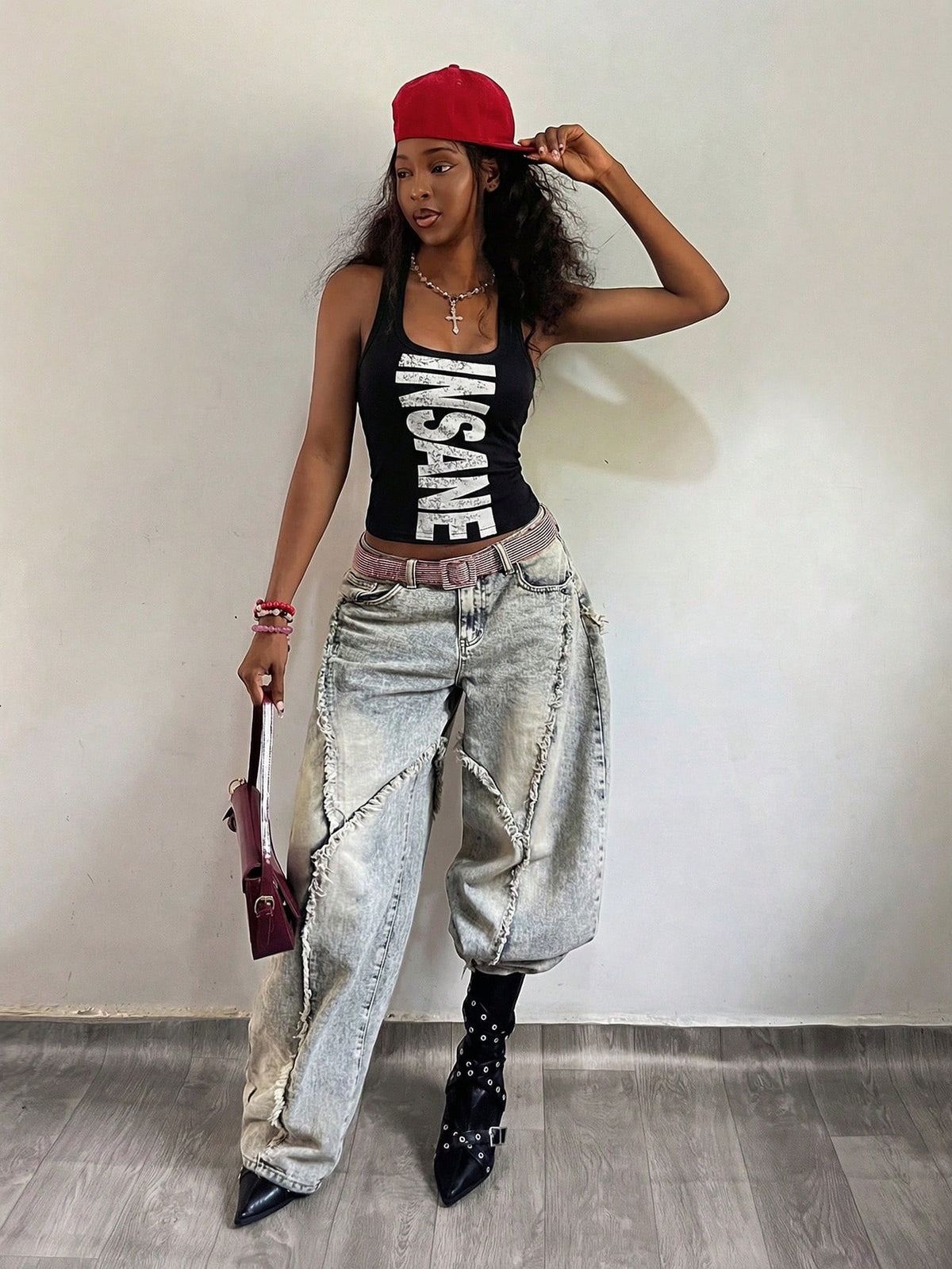 StreetHx Women's U-Neck Wasteland Style Printed Fitted Tank Top, Y2K Hip-Hop Rock Streetwear, Casual Summer Night Out For Women