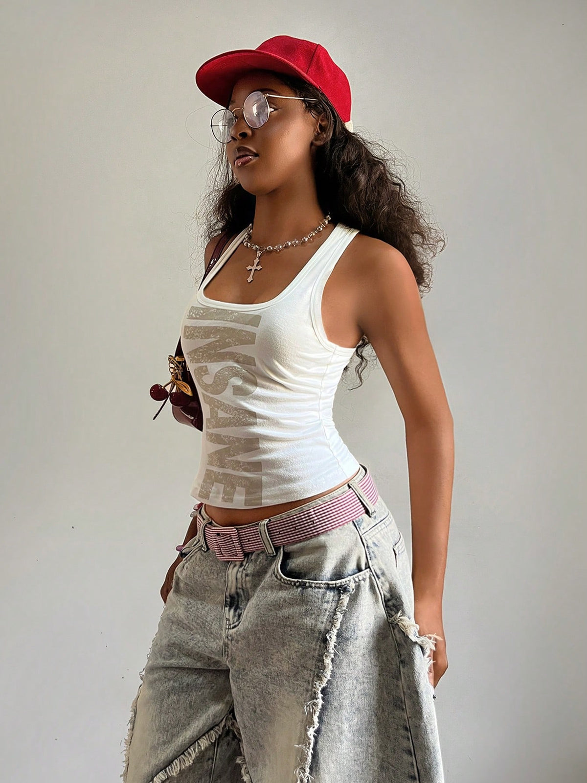 StreetHx Women's U-Neck Wasteland Style Printed Fitted Tank Top, Y2K Hip-Hop Rock Streetwear, Casual Summer Night Out For Women