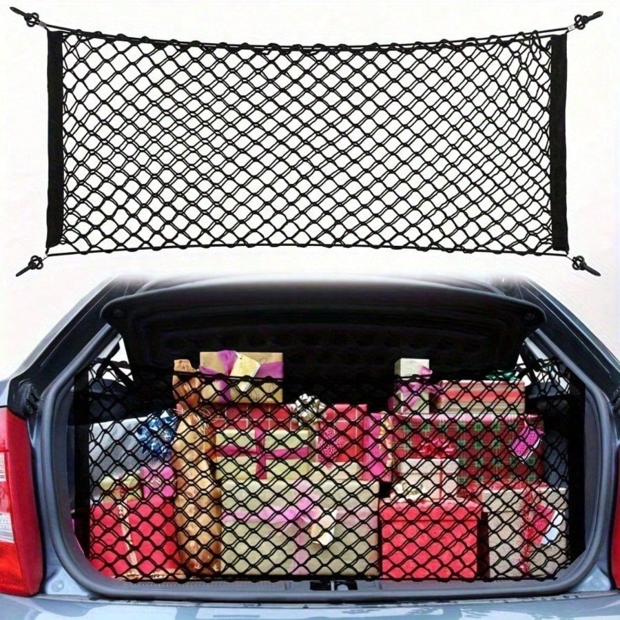 [Stretchable Net For Car Trunk] Stretchable Car Trunk Organizer Net With Hooks- Nylon Cargo Storage For Pickup Trucks, SUVs & Cars