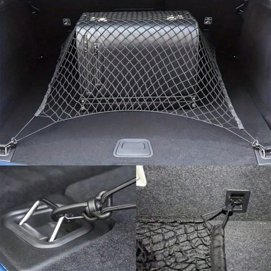 [Stretchable Net For Car Trunk] Stretchable Car Trunk Organizer Net With Hooks- Nylon Cargo Storage For Pickup Trucks, SUVs & Cars