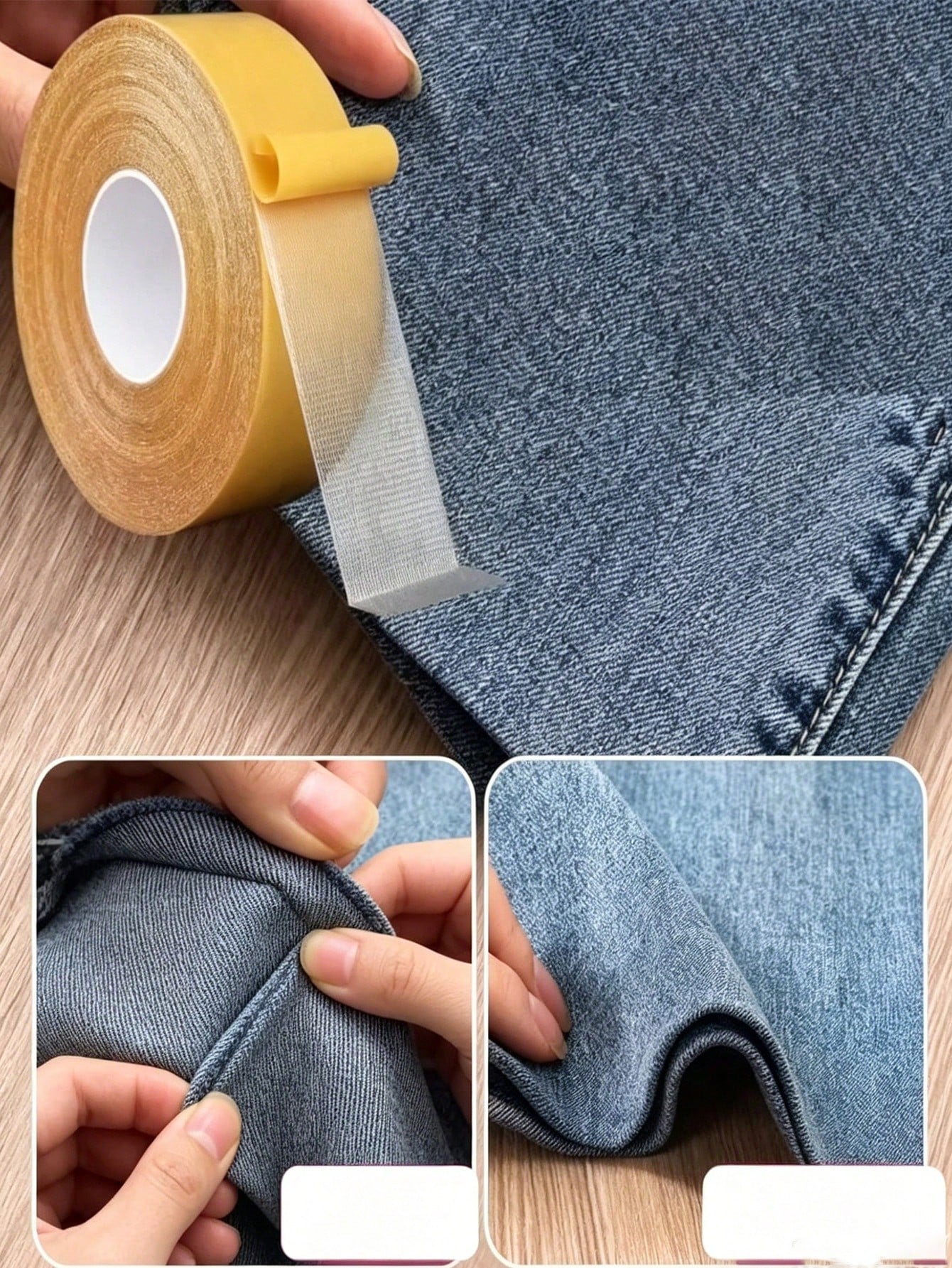 Strong Adhesive Fabric Tape, No-Cut Multi-Function Non-Damaging Edge Repair Tape, Suitable For Fabric Clothing Self-Adhesive Fixing Patch, Pant Leg Tape, Seamless Tape, Outdoor Supplies, Outdoor Decor