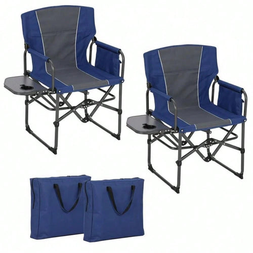 Studyset Heavy Duty Directors Folding Camping Chair,Outdoor Portable Lawn Furniture With Side Table, Cup Holder & Storage Pocket- Durable & Comfortable For Adults, Camp, Beach, Picnic 2 Pack