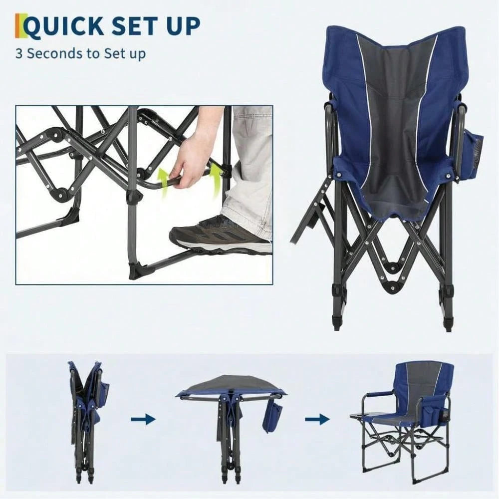 Studyset Heavy Duty Directors Folding Camping Chair,Outdoor Portable Lawn Furniture With Side Table, Cup Holder & Storage Pocket- Durable & Comfortable For Adults, Camp, Beach, Picnic 2 Pack