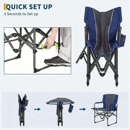 Studyset Heavy Duty Directors Folding Camping Chair,Outdoor Portable Lawn Furniture With Side Table, Cup Holder & Storage Pocket- Durable & Comfortable For Adults, Camp, Beach, Picnic 2 Pack