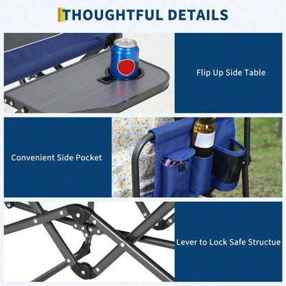 Studyset Heavy Duty Directors Folding Camping Chair,Outdoor Portable Lawn Furniture With Side Table, Cup Holder & Storage Pocket- Durable & Comfortable For Adults, Camp, Beach, Picnic 2 Pack