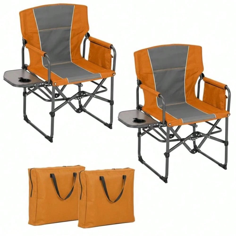 Studyset Heavy Duty Directors Folding Camping Chair,Outdoor Portable Lawn Furniture With Side Table, Cup Holder & Storage Pocket- Durable & Comfortable For Adults, Camp, Beach, Picnic 2 Pack