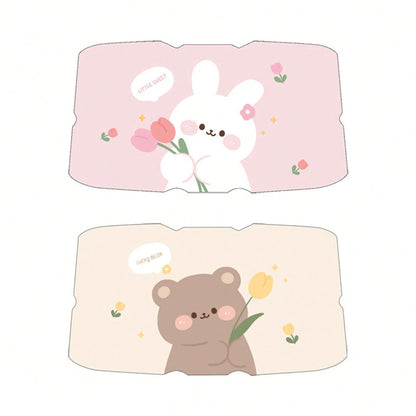 Summer Car Sunshade Creative Retractable Sunscreen Heat-Insulating Front Sunshade Cartoon Bear Rabbit Car Sunshade