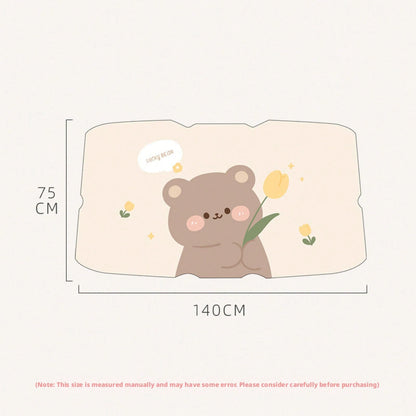 Summer Car Sunshade Creative Retractable Sunscreen Heat-Insulating Front Sunshade Cartoon Bear Rabbit Car Sunshade