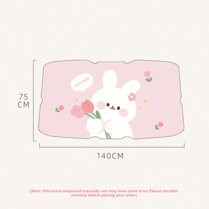 Summer Car Sunshade Creative Retractable Sunscreen Heat-Insulating Front Sunshade Cartoon Bear Rabbit Car Sunshade