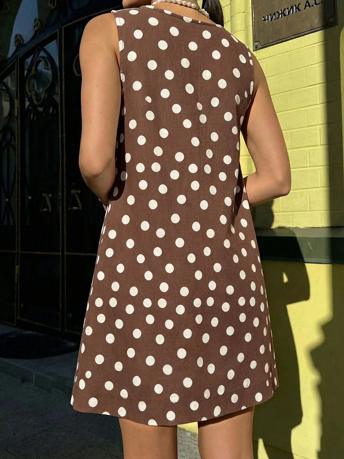 Summer Polka Dot 100% Cotton Deep V-Neck Sleeveless Loose A-Line Mini Dress Casual Slouchy Daily Shopping Women's Clothing Vacation Beach