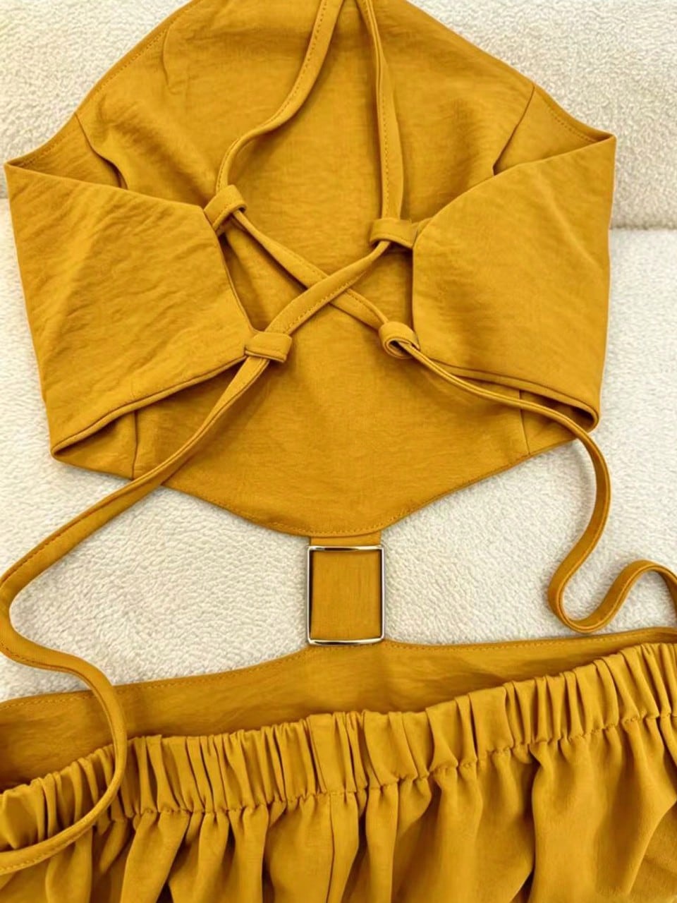 Summer Women's Dress, Vacation Style Midi Strap Backless Hollow Out Dress, Strap Dress, Elegant Dress Brown, Vacationcore