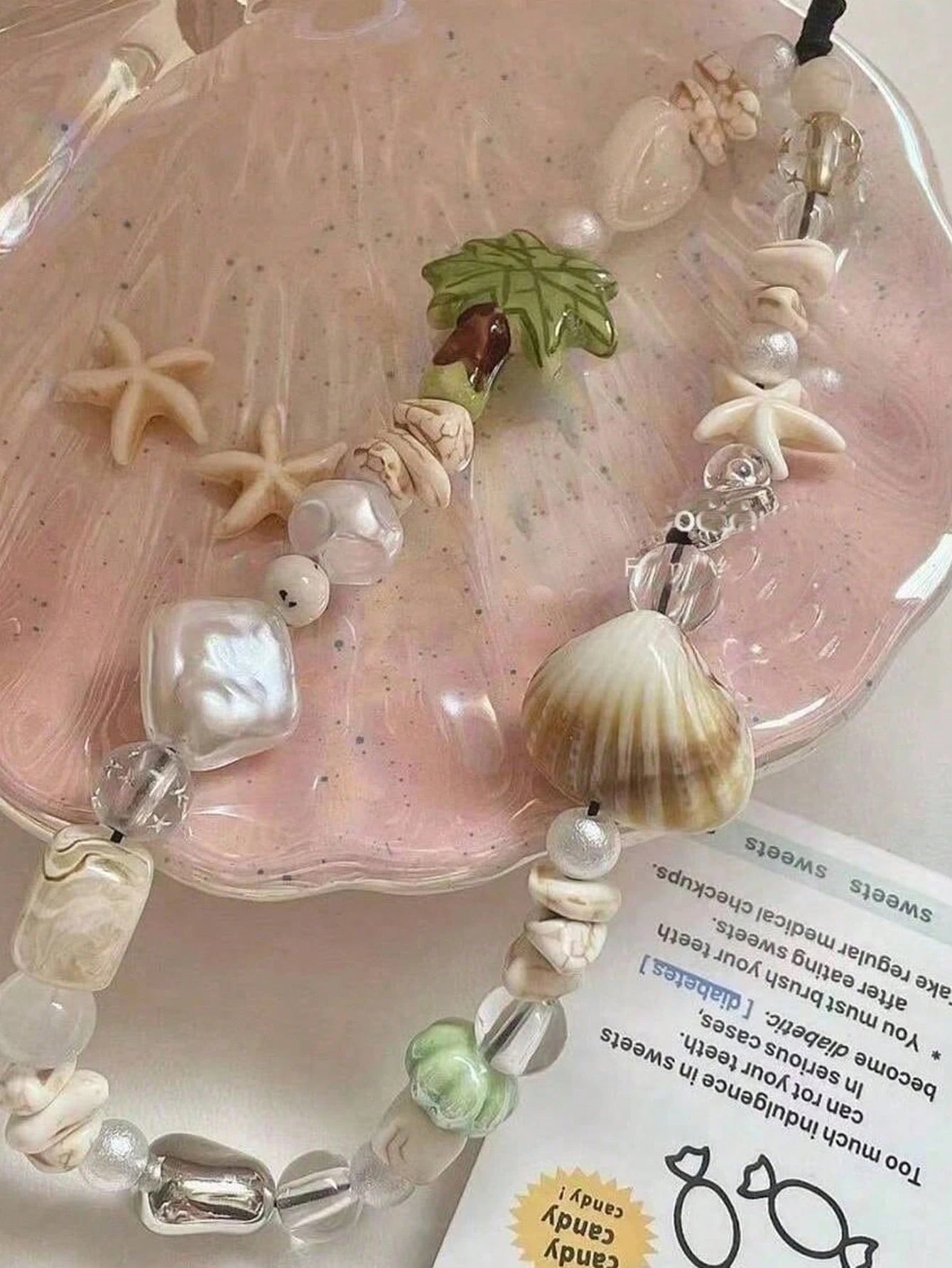 Summer Yaya Shell Decorative Beaded Phone Lanyard, DIY Beads CCD Chain Camera Strap Wrist Cord Gifts For Mother, Family, Friends, Birthday, Holiday Phone Charm, Phone Chain