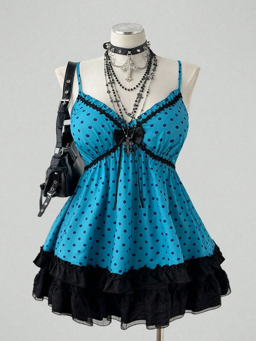 Sunspun Plus Size Women's Casual Vacation Commute Cute Sweet Polka Dot Camisole Tank Top