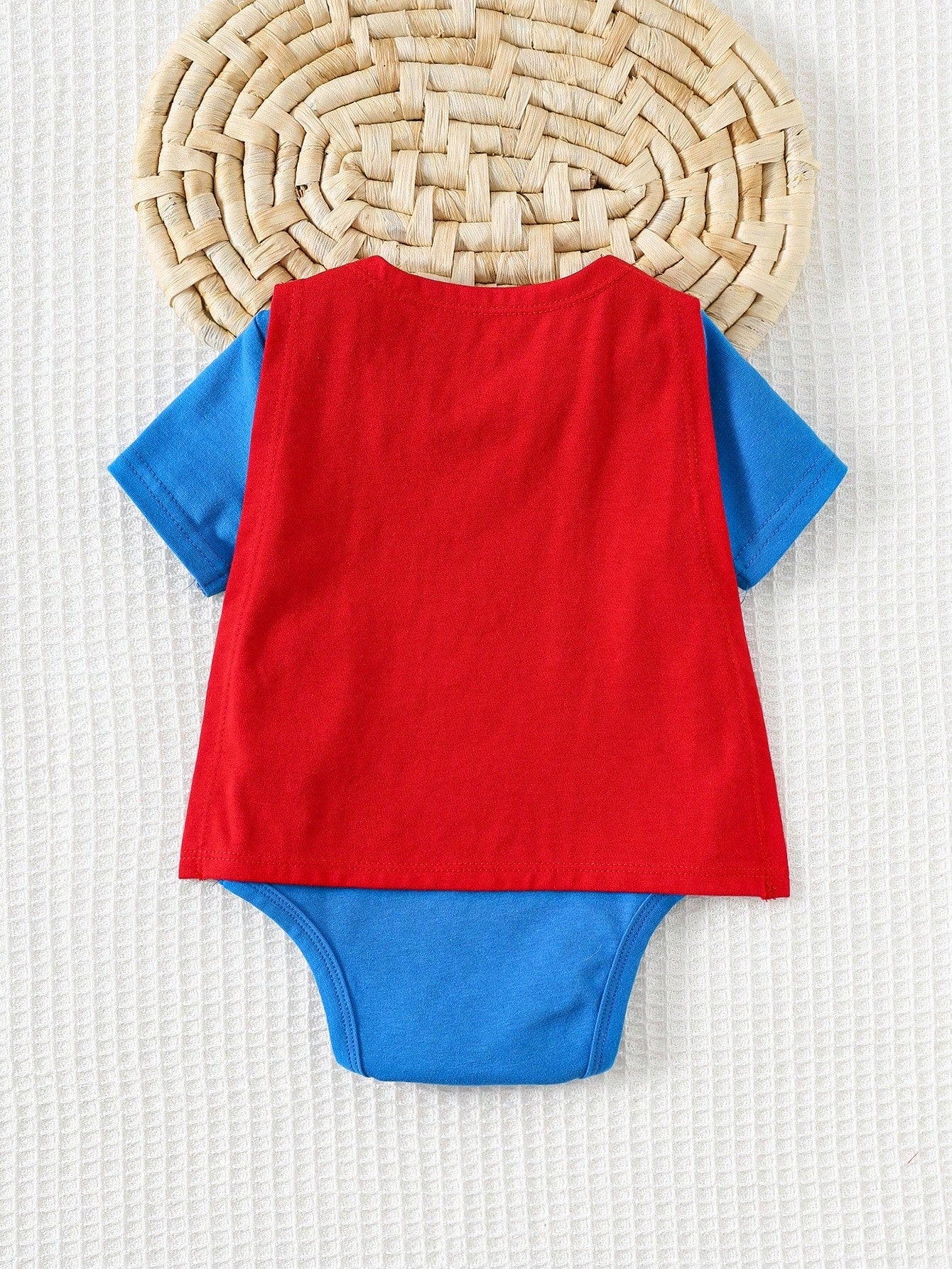 SUPERMAN X Cozy Pixies Newborn Baby Boy Graphic Round Neck Short Sleeve Bodysuit&Solid Color Cape 2pcs Set Superhero Cartoon Clothes Character
