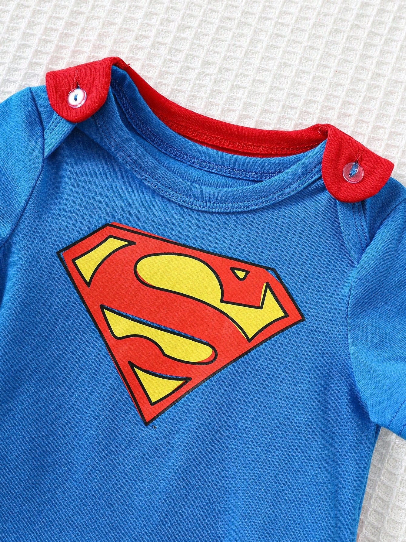 SUPERMAN X Cozy Pixies Newborn Baby Boy Graphic Round Neck Short Sleeve Bodysuit&Solid Color Cape 2pcs Set Superhero Cartoon Clothes Character