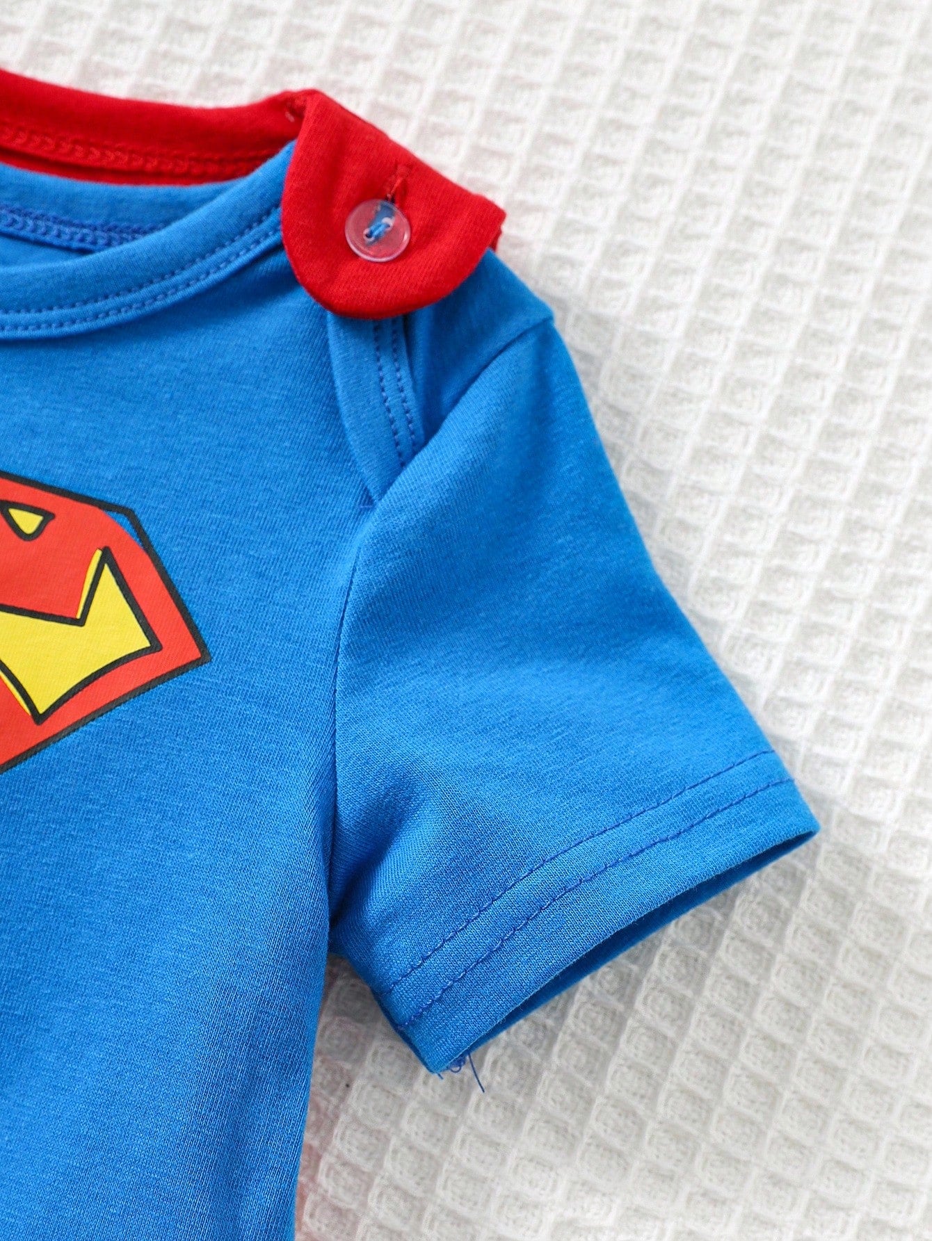 SUPERMAN X Cozy Pixies Newborn Baby Boy Graphic Round Neck Short Sleeve Bodysuit&Solid Color Cape 2pcs Set Superhero Cartoon Clothes Character