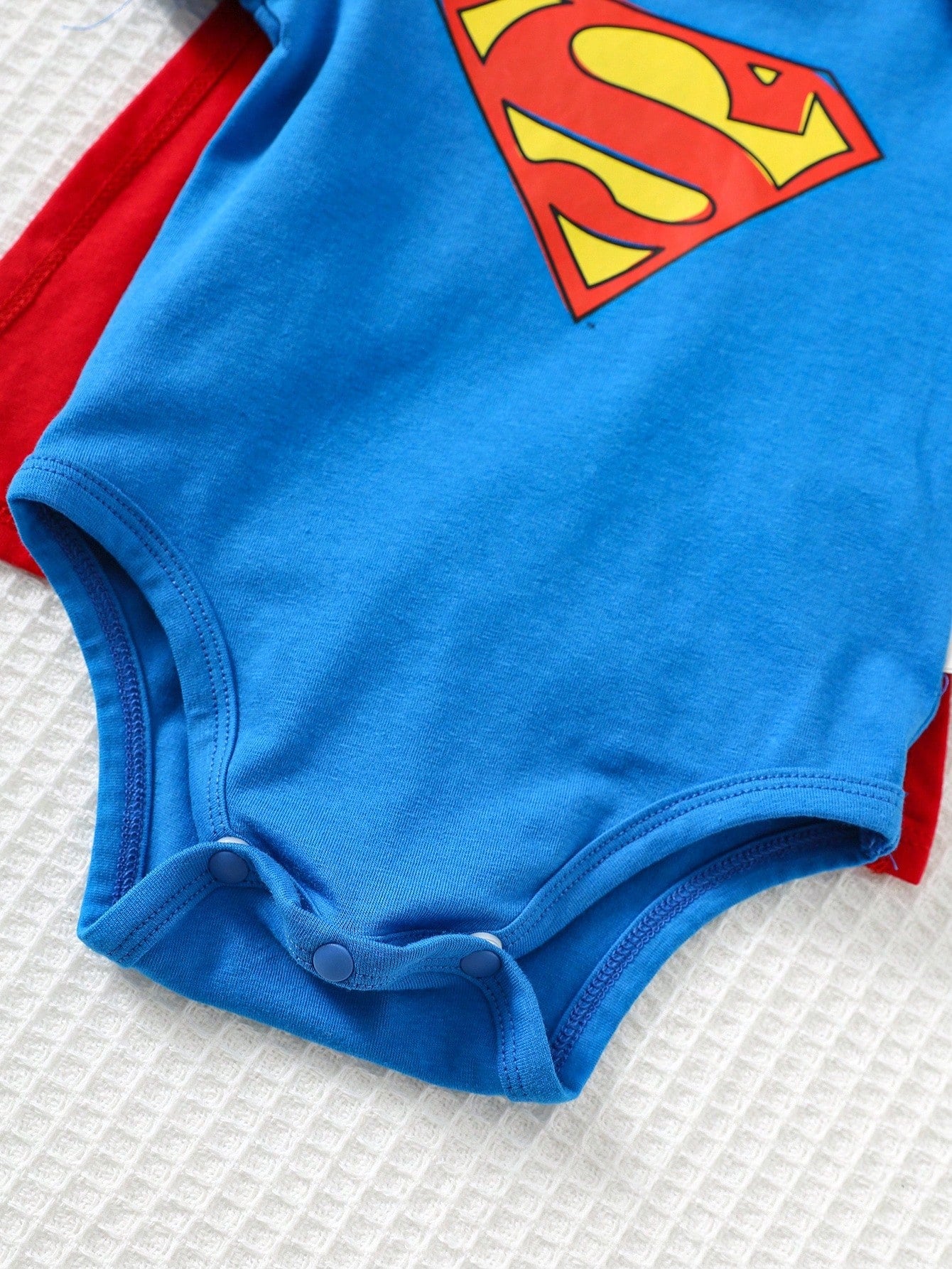 SUPERMAN X Cozy Pixies Newborn Baby Boy Graphic Round Neck Short Sleeve Bodysuit&Solid Color Cape 2pcs Set Superhero Cartoon Clothes Character